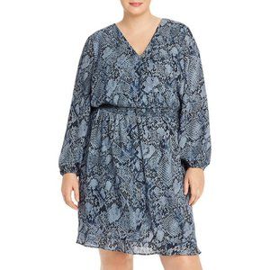 NWT AQUA RUFFLED Snake  DRESS - 2x